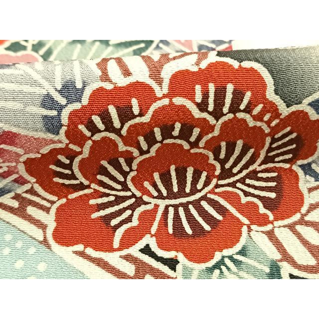 平和屋着物●豪華振袖　型染め　草花文　暈し染め　正絹　逸品　AABH0859fy