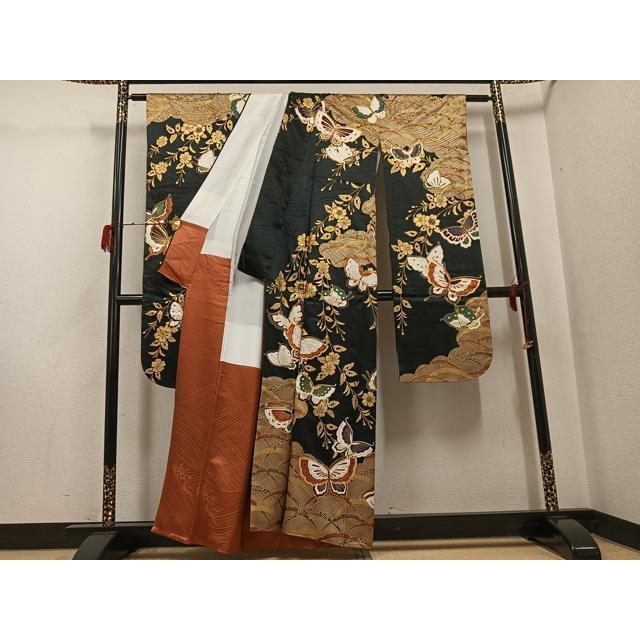平和屋着物●豪華振袖　花蝶文　金彩　正絹　逸品　AABH2027ph