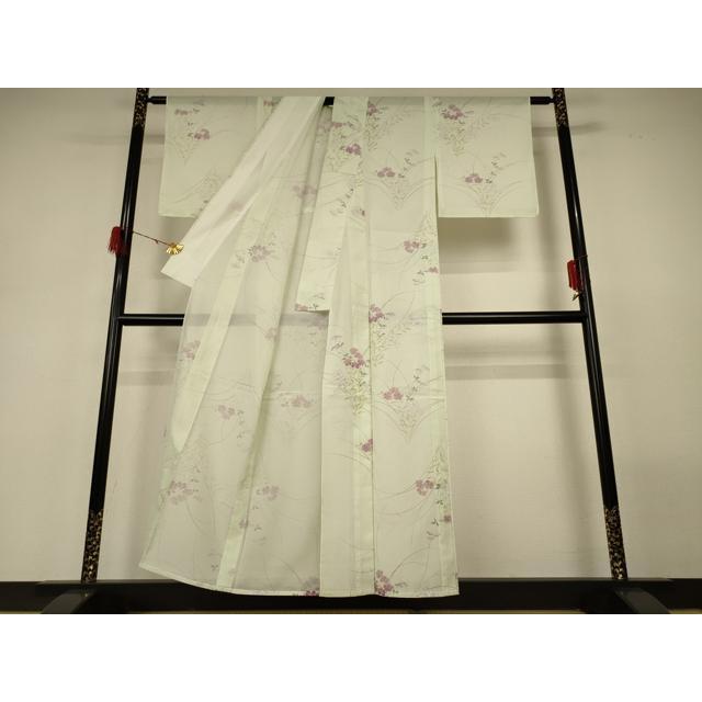 平和屋着物＊夏物　小紋　絽　草花文　洗える着物　未使用　AABH3181jd_2