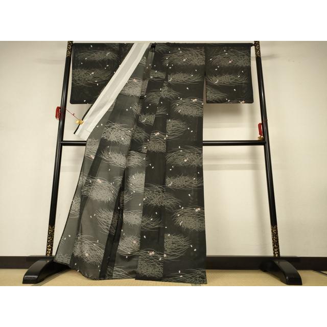 平和屋着物＊夏物　小紋　絽　芝桜　洗える着物　AABH3904jd