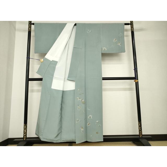 平和屋着物●加賀友禅の巨匠　初代　由水十久　蘇州刺繍　人間国宝　将雪英導　訪問着　宝尽くし　反端付き　正絹　逸品　AABH4597ck_1