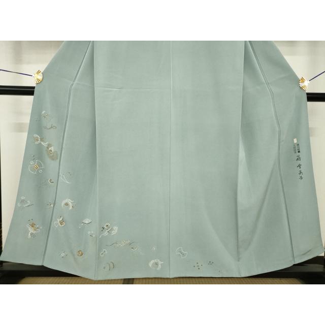 平和屋着物●加賀友禅の巨匠　初代　由水十久　蘇州刺繍　人間国宝　将雪英導　訪問着　宝尽くし　反端付き　正絹　逸品　AABH4597ck_2