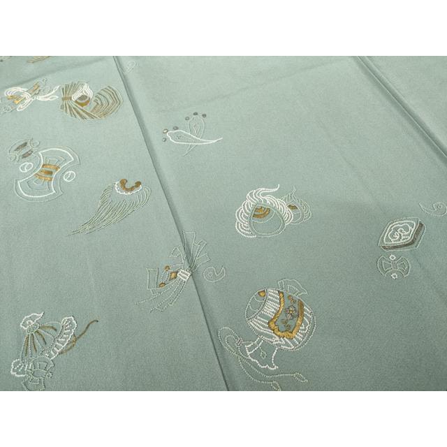 平和屋着物●加賀友禅の巨匠　初代　由水十久　蘇州刺繍　人間国宝　将雪英導　訪問着　宝尽くし　反端付き　正絹　逸品　AABH4597ck_3