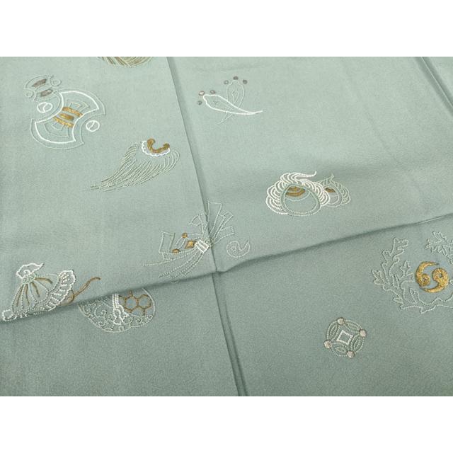 平和屋着物●加賀友禅の巨匠　初代　由水十久　蘇州刺繍　人間国宝　将雪英導　訪問着　宝尽くし　反端付き　正絹　逸品　AABH4597ck_4