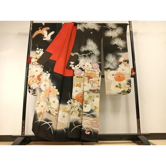 平和屋本店○アンティーク 大正ロマン 振袖 中国三大刺繍 相良刺繍 駒 