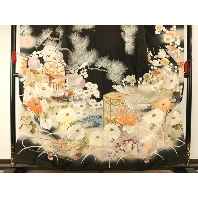 平和屋本店○アンティーク 大正ロマン 振袖 中国三大刺繍 相良刺繍 駒 