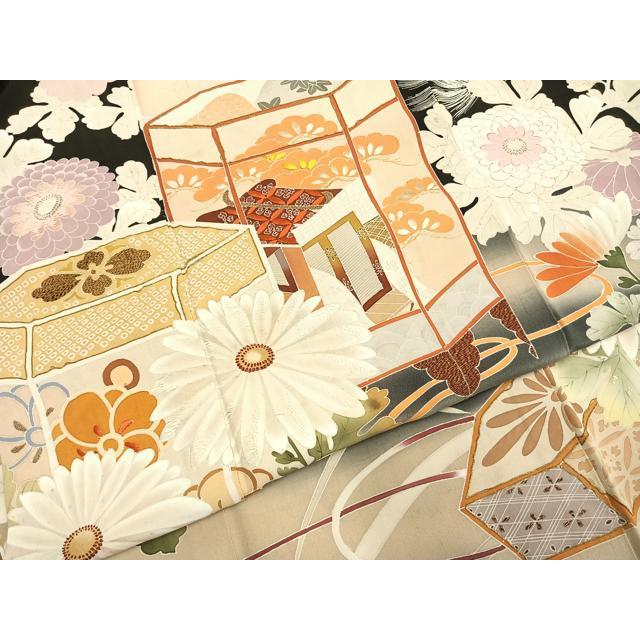 平和屋本店○アンティーク 大正ロマン 振袖 中国三大刺繍 相良刺繍 駒 