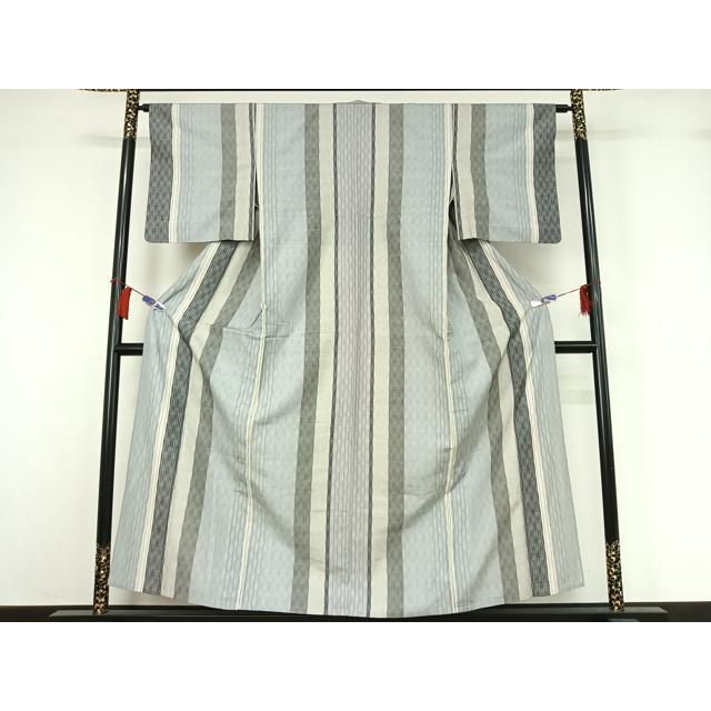 平和屋着物▽上質な紬　単衣　立涌文　正絹　逸品　AABH5738jh