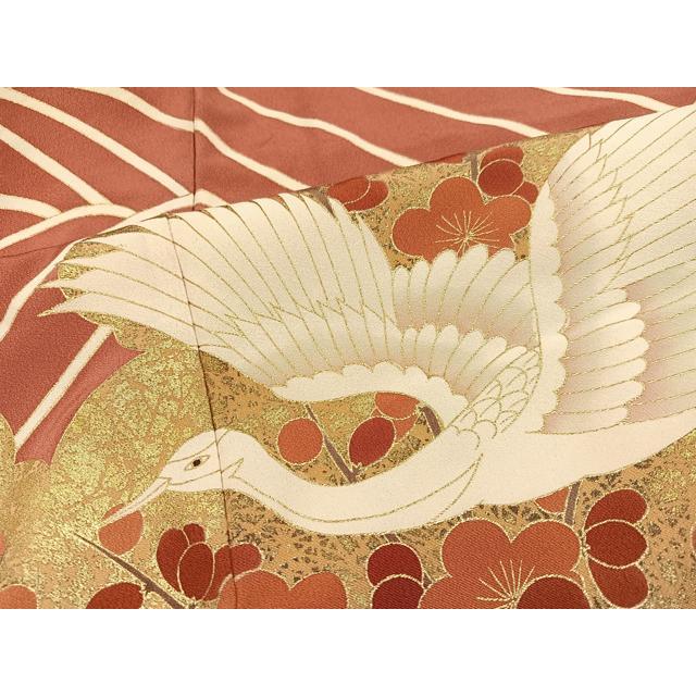 平和屋着物●豪華振袖　友禅　作家物　駒刺繍　群鶴立波梅文　金彩　正絹　逸品　AABH6827ph_5