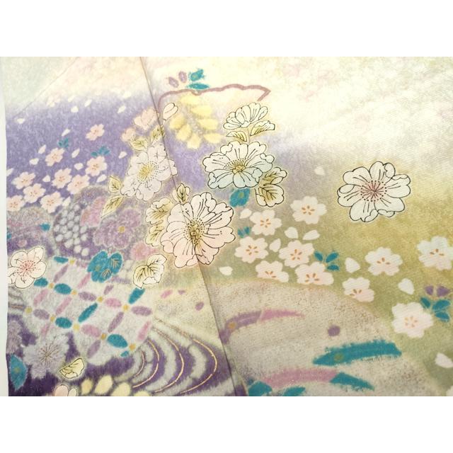 平和屋着物●巧芸師　福田秋吉　振袖　絞り　辻が花　暈し染め　金彩　金通し地　正絹　逸品　AABH7140cs 平和屋着物○巧芸師 福田秋吉 振袖 絞り 辻が花 暈し染め 金彩 金通し