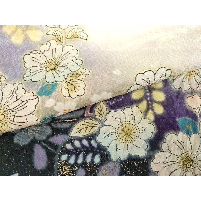 平和屋着物●巧芸師　福田秋吉　振袖　絞り　辻が花　暈し染め　金彩　金通し地　正絹　逸品　AABH7140cs 平和屋着物○巧芸師 福田秋吉 振袖 絞り 辻が花 暈し染め 金彩 金通し