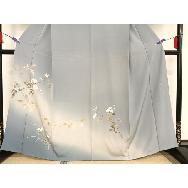 平和屋着物●京加賀友禅　百貫石峰　訪問着　草花文　暈し染め　正絹　逸品　AABH7152cs