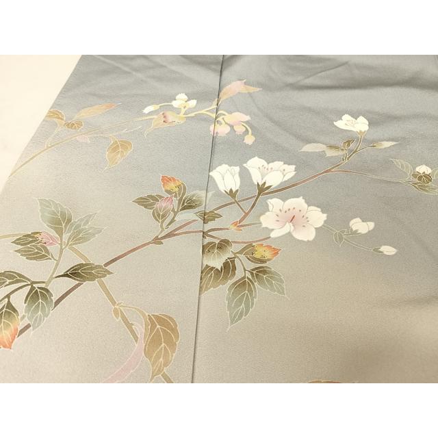 平和屋着物●京加賀友禅　百貫石峰　訪問着　草花文　暈し染め　正絹　逸品　AABH7152cs