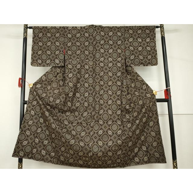 平和屋着物●本場大島紬　龍郷絣　花菱文　正絹　逸品　未使用　AABH7222cs 平和屋着物○本場大島紬 龍郷絣 花菱文 正絹 逸品 未使用 AABH7222cs