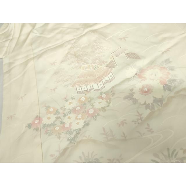 平和屋着物●長襦袢　袷　手描き　風景草花文　さが美扱い　正絹　逸品　AABH7267cs