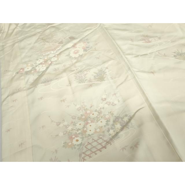 平和屋着物●長襦袢　袷　手描き　風景草花文　さが美扱い　正絹　逸品　AABH7267cs
