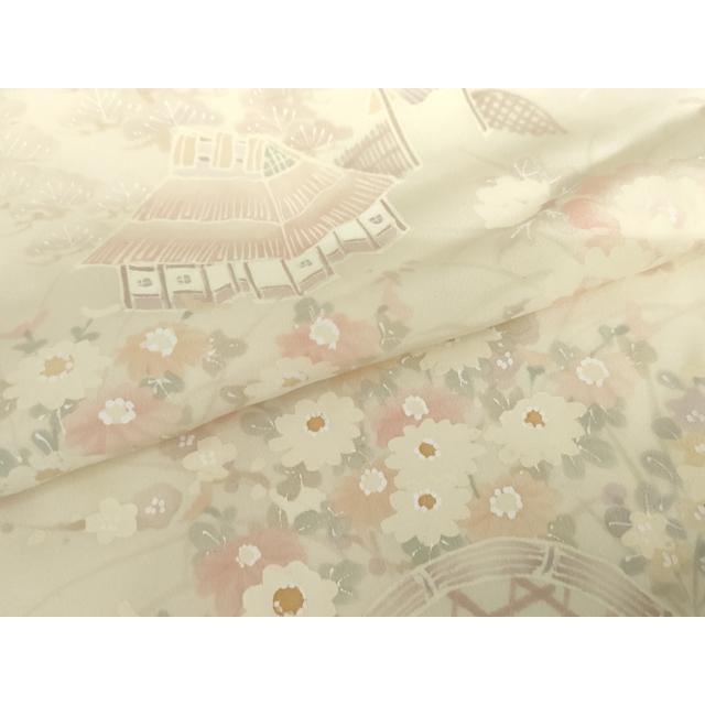 平和屋着物●長襦袢　袷　手描き　風景草花文　さが美扱い　正絹　逸品　AABH7267cs