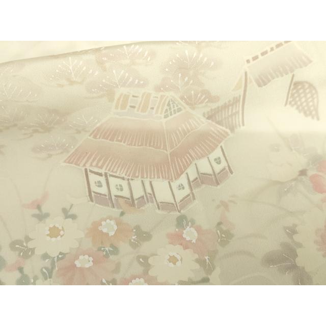 平和屋着物●長襦袢　袷　手描き　風景草花文　さが美扱い　正絹　逸品　AABH7267cs