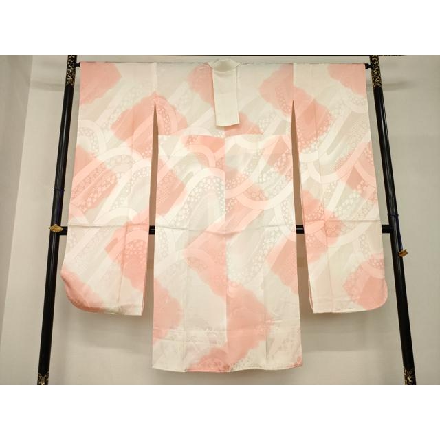 平和屋着物●振袖用長襦袢　無双仕立て　立波地紋　暈し染め　正絹　逸品　AABH8439ck