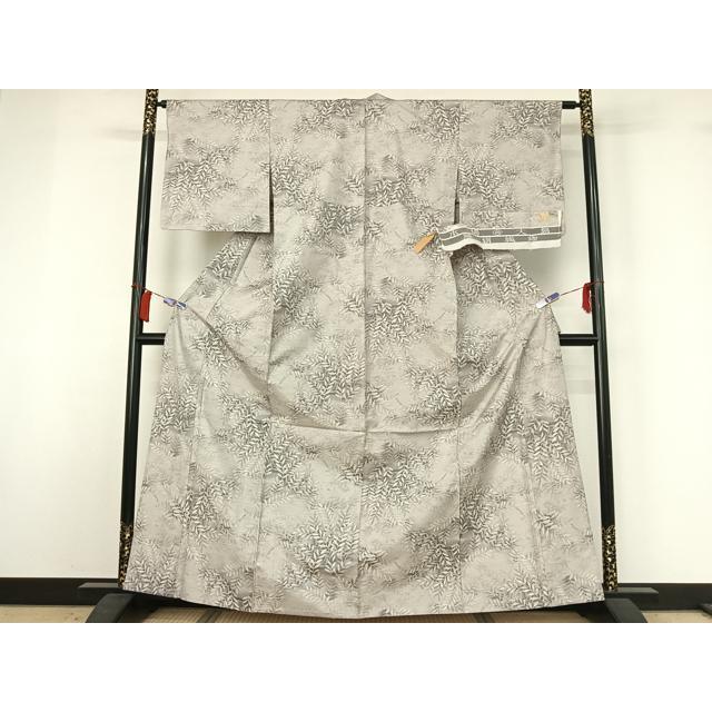 平和屋着物▽都喜ヱ門 本場大島紬 白大島 単衣 草葉文 藤絹織物謹製 反