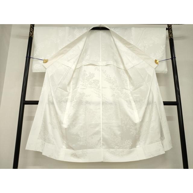 平和屋着物●長襦袢　無双仕立て　草花地紋　白色　正絹　逸品　AABH8805ck_2