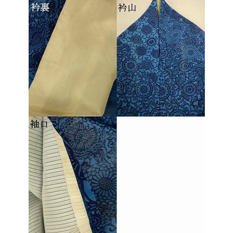 平和屋着物＊夏物　小紋　紗　更紗花文　洗える着物　AABH9392jd