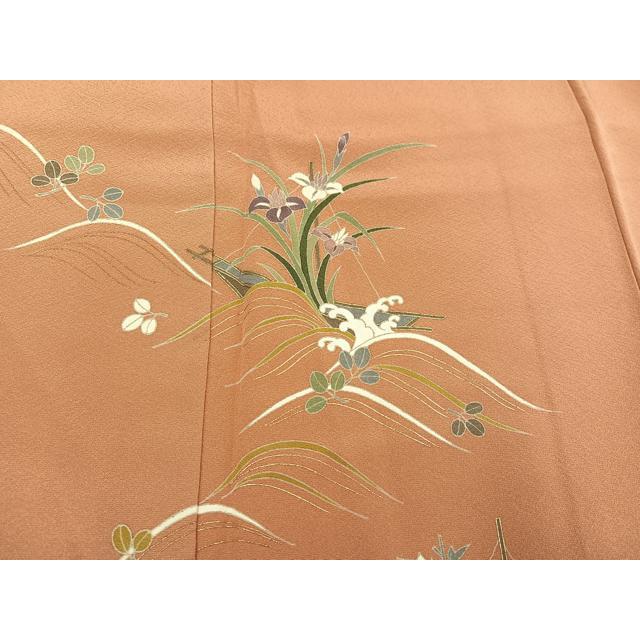 平和屋着物●訪問着　作家物　尾上菊五郎　草花文　金彩　まるやま扱い　正絹　逸品　未使用　AABI0487ph_3