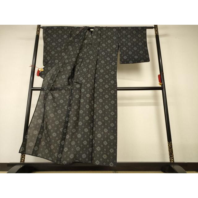 平和屋着物＊夏物　本場大島紬　夏大島　花丸文　正絹　逸品　AABI0673jd_2