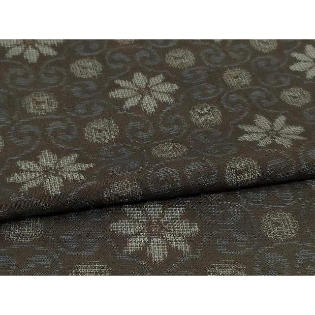 平和屋着物＊夏物　本場大島紬　夏大島　花丸文　正絹　逸品　AABI0673jd_4