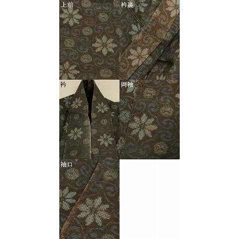 平和屋着物＊夏物　本場大島紬　夏大島　花丸文　正絹　逸品　AABI0673jd_7