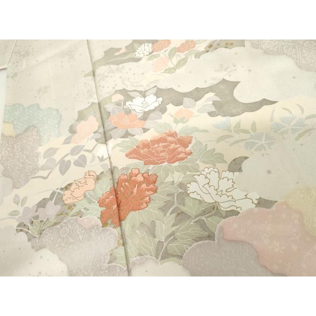 平和屋着物●訪問着　友禅　刺繍　道長草花文　金彩　正絹　逸品　AABI2486cs