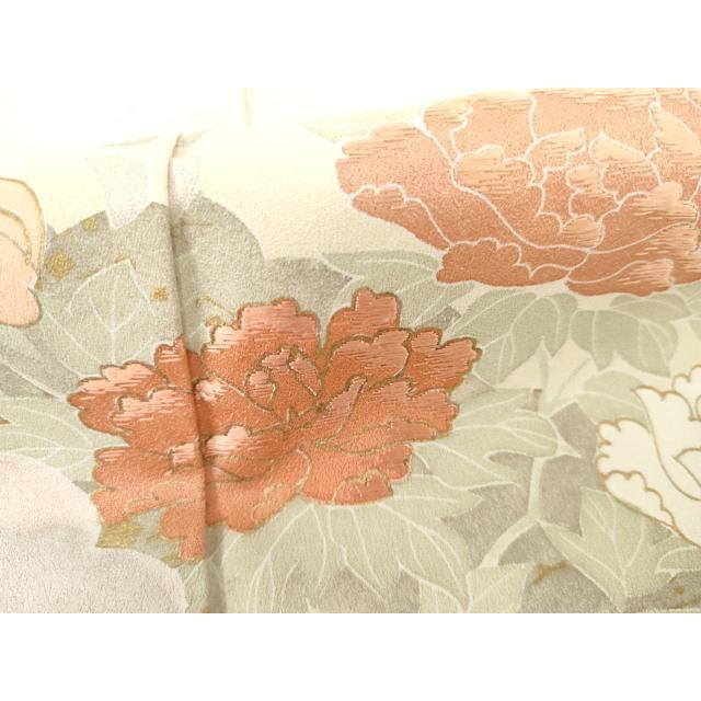 平和屋着物●訪問着　友禅　刺繍　道長草花文　金彩　正絹　逸品　AABI2486cs
