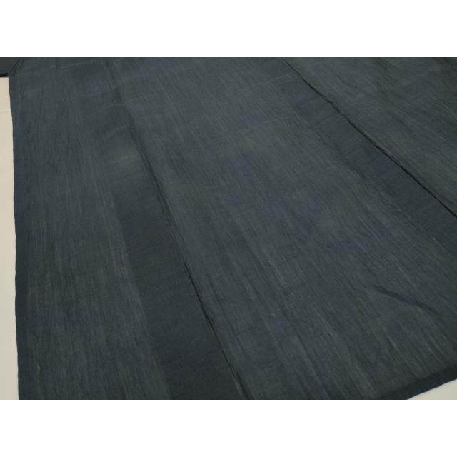 平和屋着物＊夏物 男性 小千谷ちぢみ 色無地 鉄御納戸色 麻 逸品