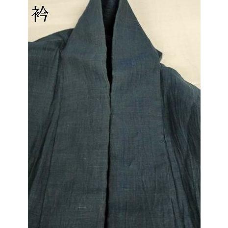 平和屋着物＊夏物 男性 小千谷ちぢみ 色無地 鉄御納戸色 麻 逸品