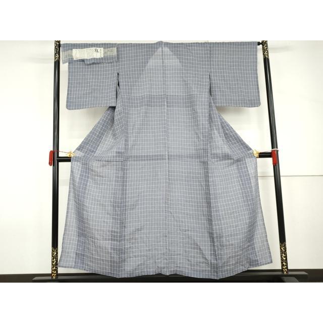 平和屋着物＊夏物 小千谷ちぢみ 草木染 格子 縮屋樋口謹製 証紙付き 麻