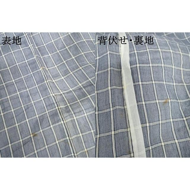 平和屋着物＊夏物 小千谷ちぢみ 草木染 格子 縮屋樋口謹製 証紙付き 麻