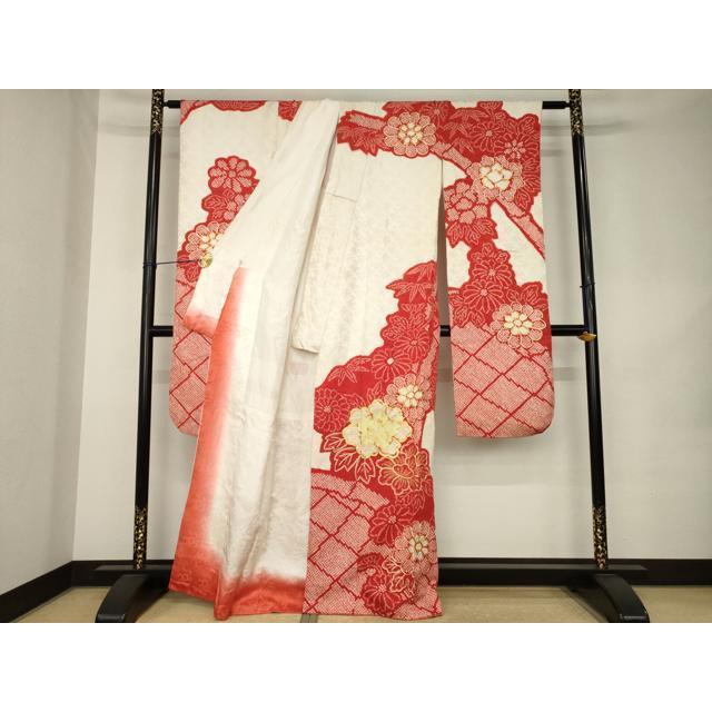 平和屋着物○豪華振袖 総絞り 駒刺繍 舞花文 正絹 逸品 AABK1897ck