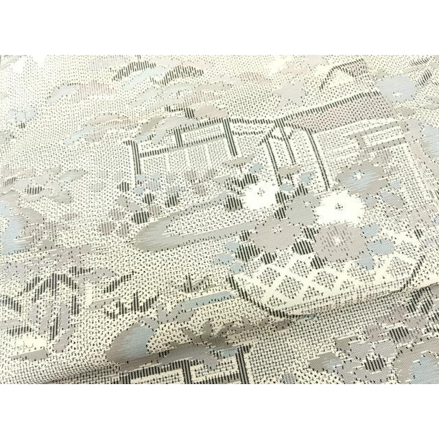 平和屋着物●本場大島紬　白大島　浜松風景文　正絹　逸品　未使用　BAAL9569pk
