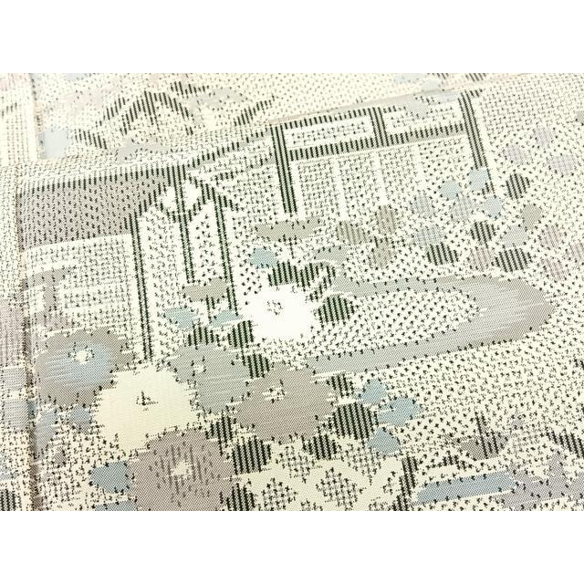 平和屋着物●本場大島紬　白大島　浜松風景文　正絹　逸品　未使用　BAAL9569pk