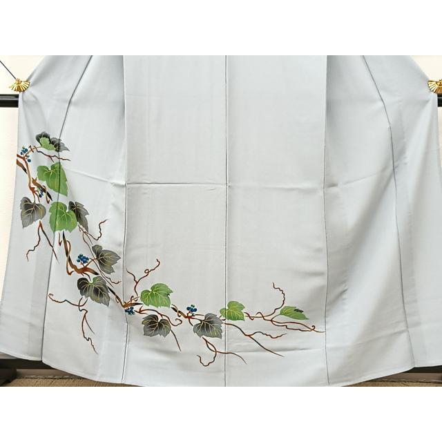 平和屋着物●訪問着　葡萄蔦の葉文　暈し染め　金銀彩　正絹　逸品　CABD0007ut 平和屋着物▽豪華色留袖 単衣 手描き 葡萄蔦の葉文 洗える最高級着物