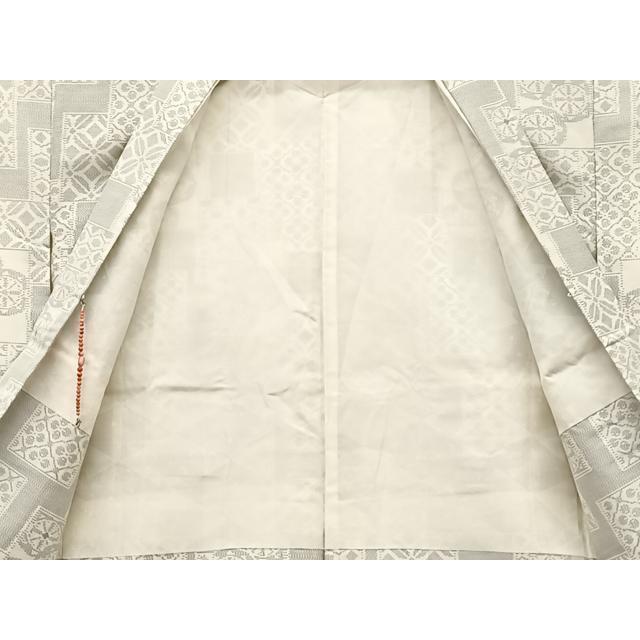 平和屋着物○本場大島紬 アンサンブル 白大島 色紙重ね吉祥文 正絹