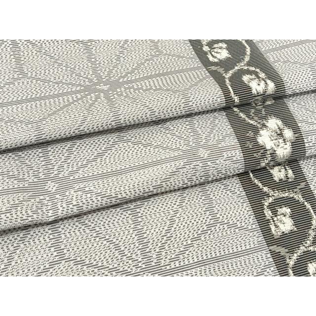 平和屋着物▽本場大島紬 単衣 麻の葉花唐草間道 正絹 逸品 BAAT9054yc