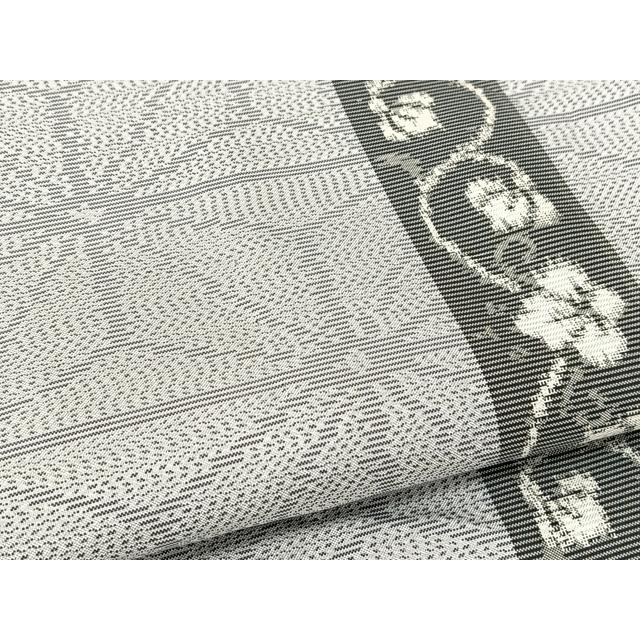 平和屋着物▽本場大島紬 単衣 麻の葉花唐草間道 正絹 逸品 BAAT9054yc
