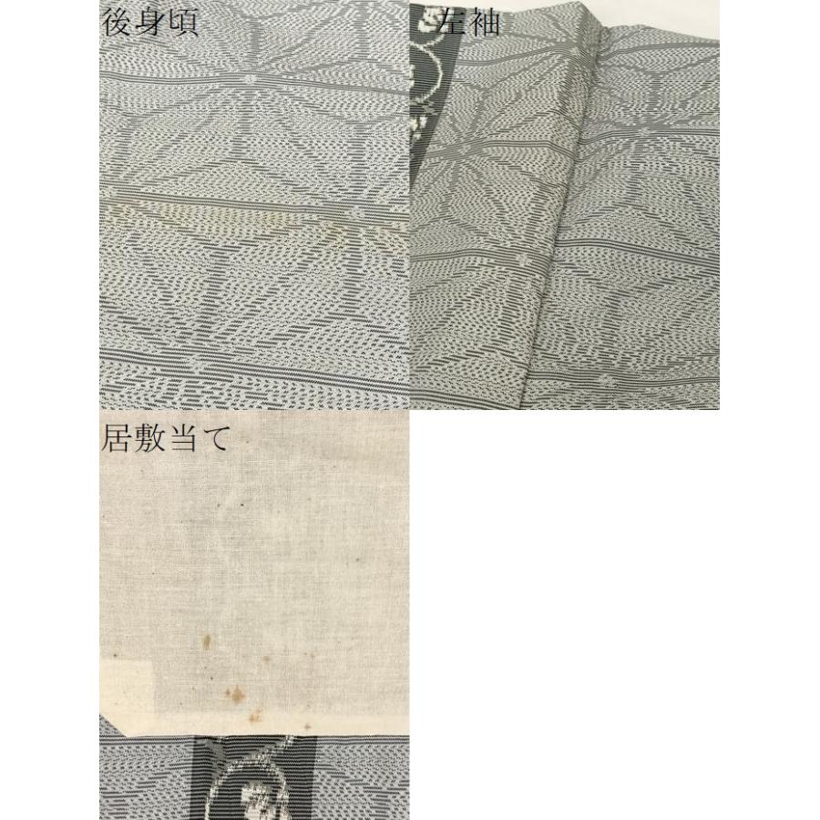 平和屋着物▽本場大島紬 単衣 麻の葉花唐草間道 正絹 逸品 BAAT9054yc