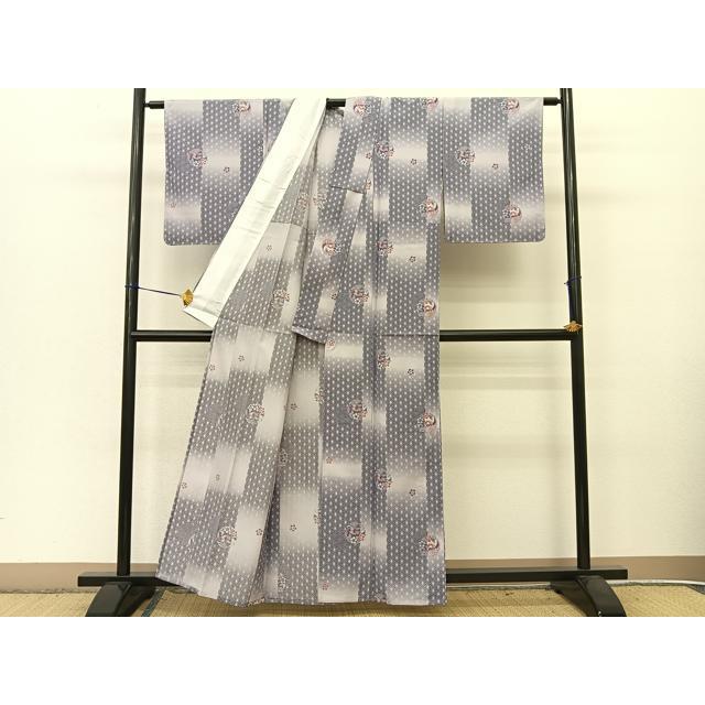 平和屋着物▽小紋 単衣 鳳凰花丸文 暈し染め 洗える着物 BAAT9062yc