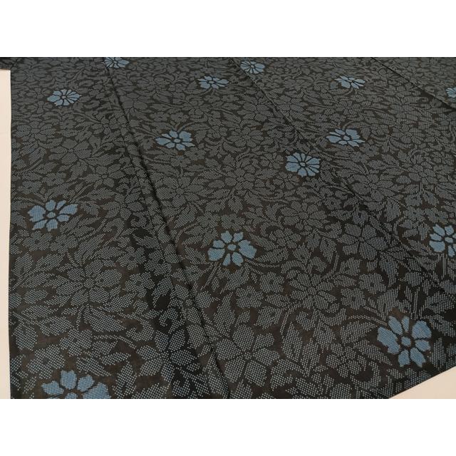 平和屋着物＊夏物　本場大島紬　夏大島　7マルキ　花唐草文　正絹　逸品　BAAU3469hj 平和屋着物＊夏物 本場大島紬 夏大島 7マルキ 花唐草文 正絹 逸品