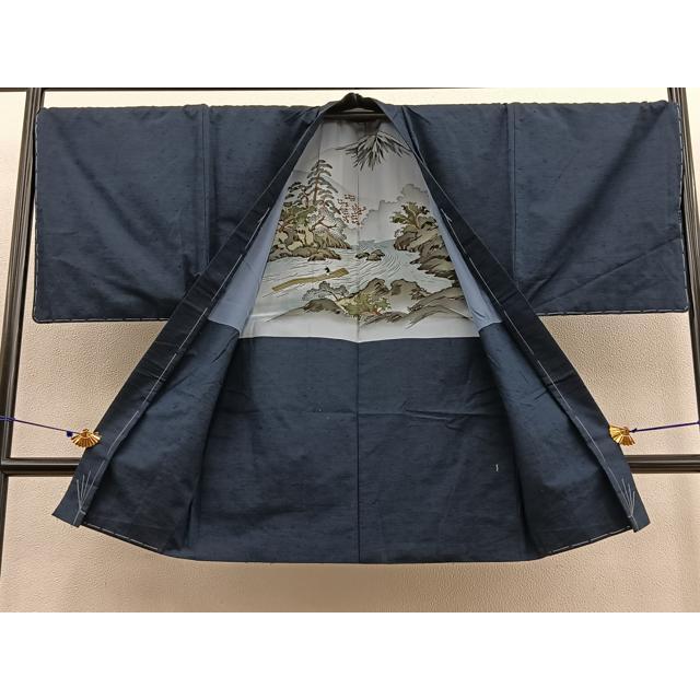 平和屋着物○男性 能州紬 髭紬セット 霞文 証紙付き 正絹 