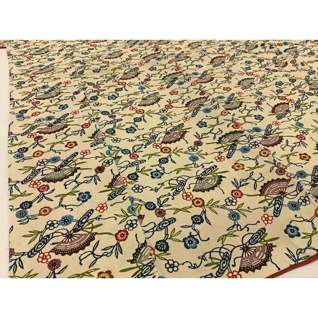 平和屋着物●上質な小紋　紅型　花唐草文　正絹　逸品　AABH0510fy 平和屋着物○本場琉球紅型 小紋 扇面花唐草文 正絹 逸品 未使用