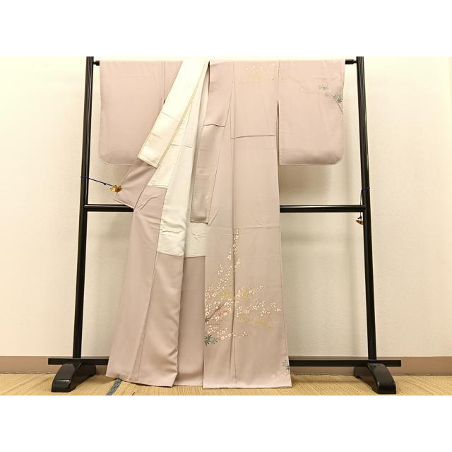 平和屋着物○本加賀友禅作家 根布外志郎 訪問着 枝梅楓文 正絹 逸品 
