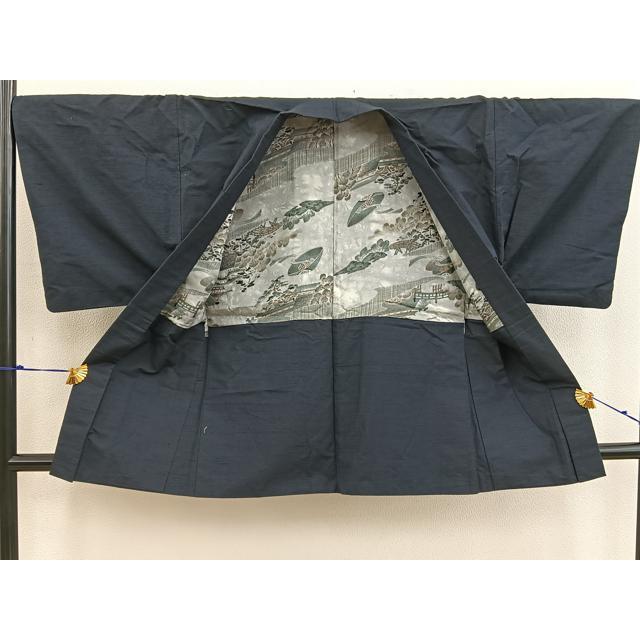 平和屋着物○男性 紬 アンサンブル 蝋色 正絹 逸品 BAAW3658mz